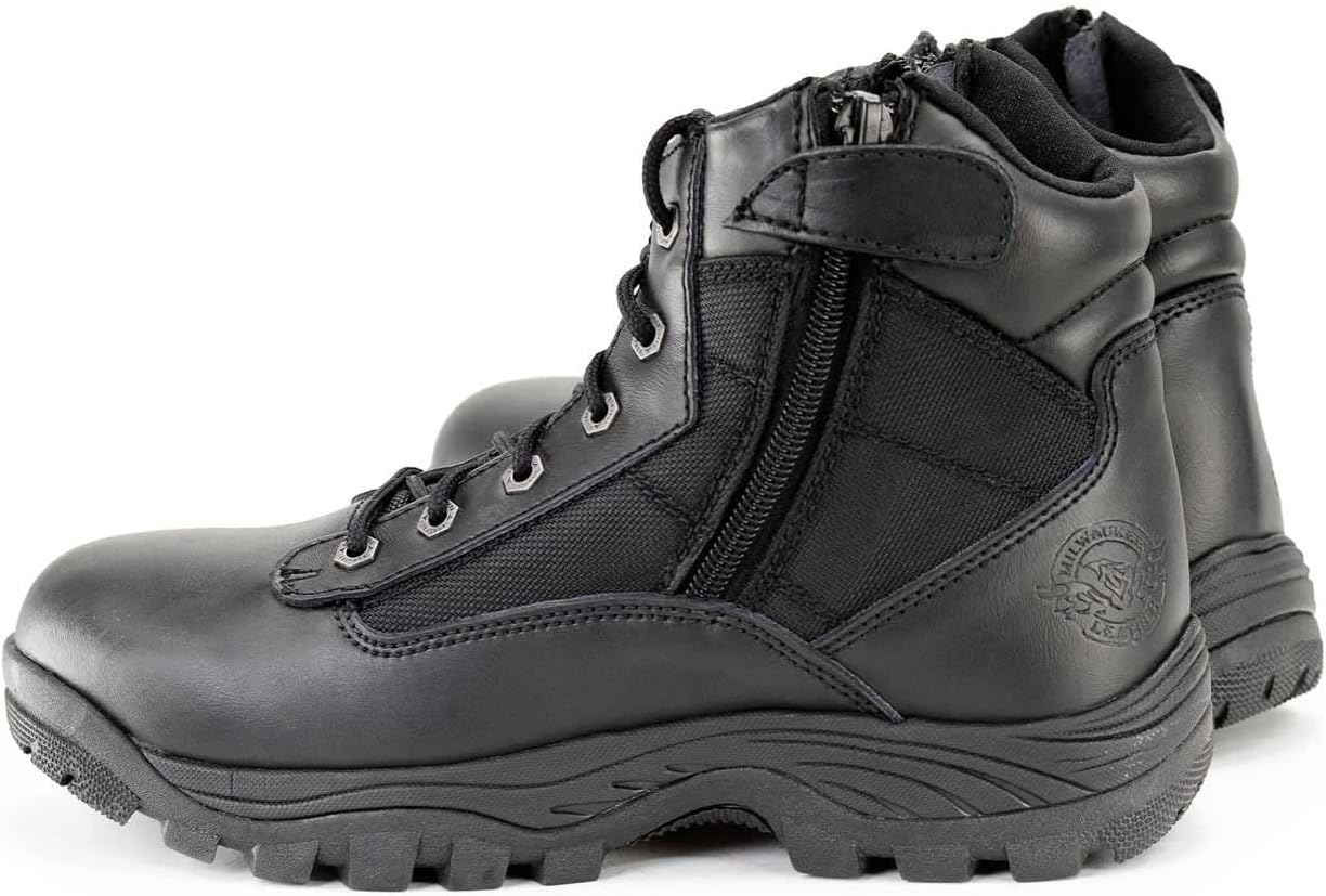 Мужские байкерские ботинки Milwaukee Leather, черная кожа, 15 см, стиль SWAT, тактические, на шнуровке с боковыми молниями MBM9011-15 ‎Milwaukee Leather — фото 4