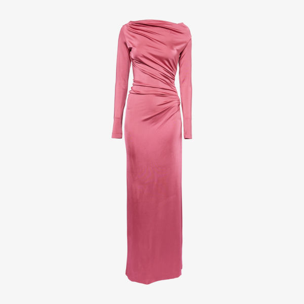 

Макси-платье с драпировкой и открытыми плечами Off-Shoulder Victoria Beckham, розовый