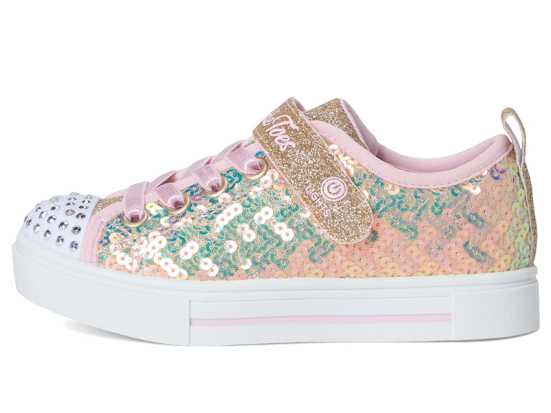 Кроссовки SKECHERS KIDS Twinkle Sparks - Sequin Party, Gold/Pink — фото 4