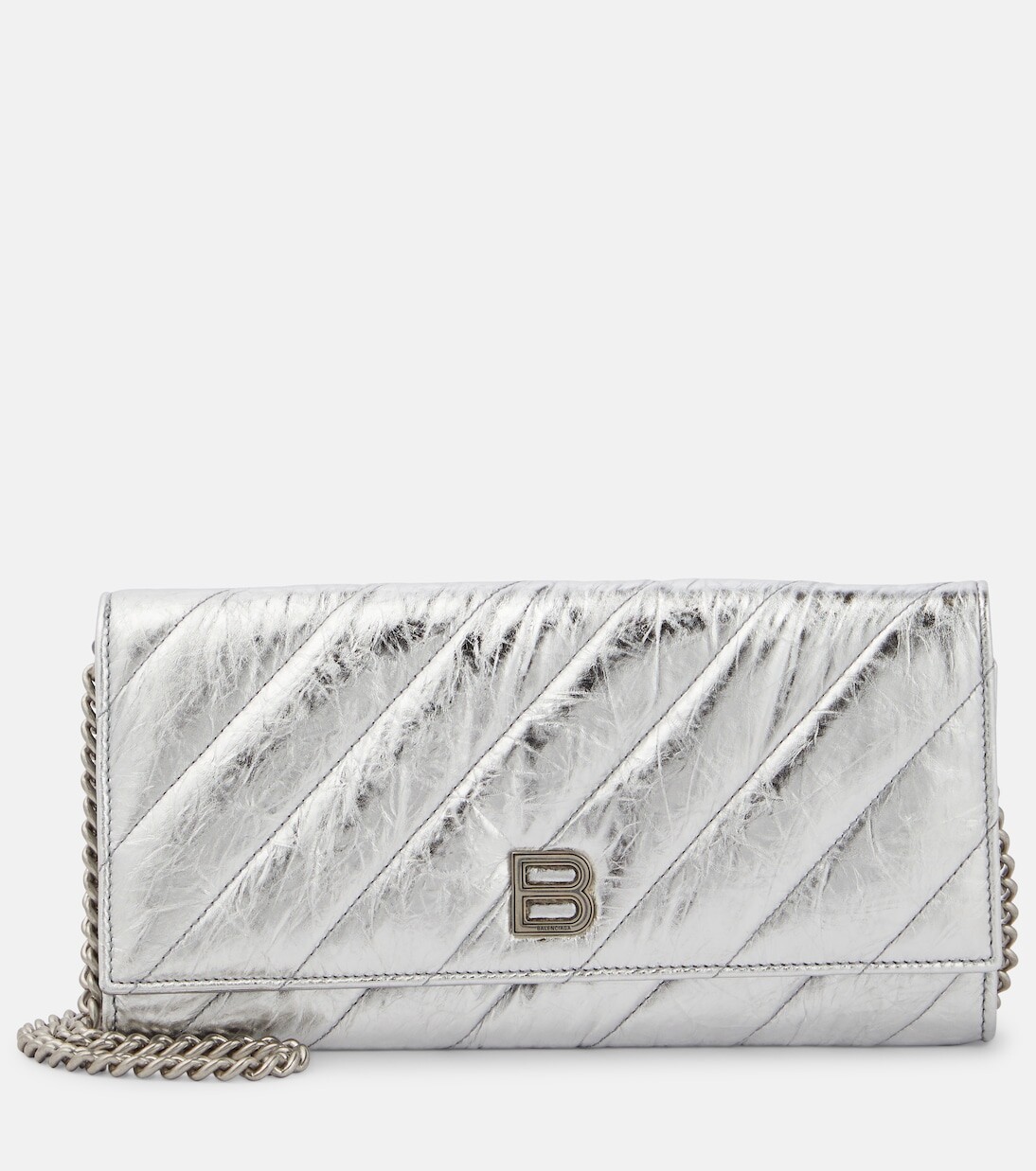 

Кошелек из металлизированной кожи crush на цепочке Balenciaga, серебряный