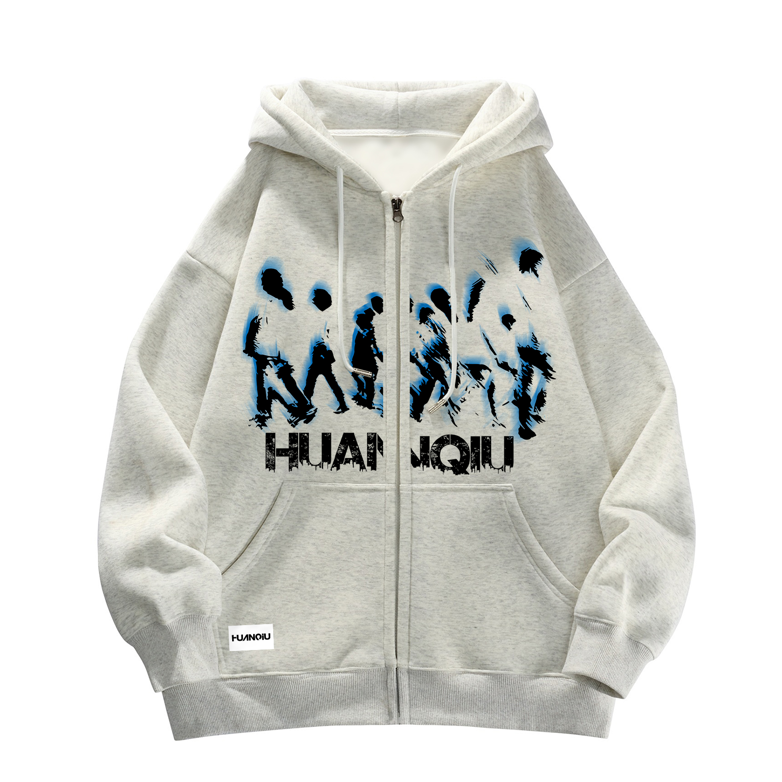 

Толстовка Unisex Hooded Moderate Heavyweight HUANQIU, белый heather серый
