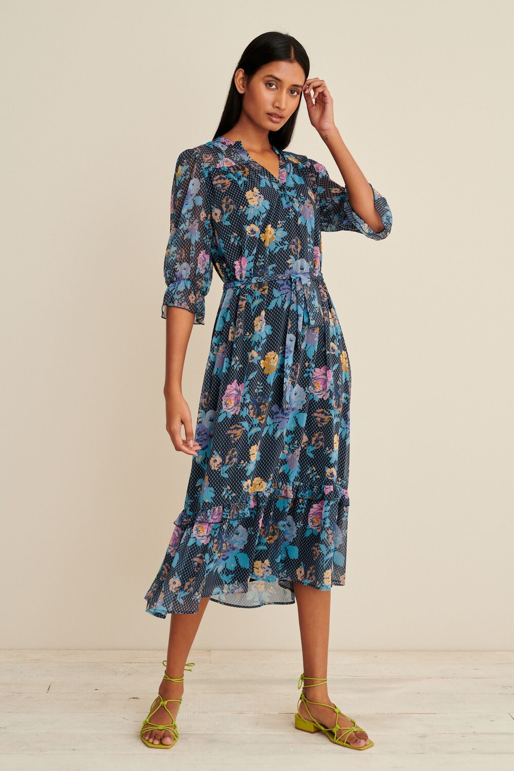 

Шифоновое платье миди Next, синий