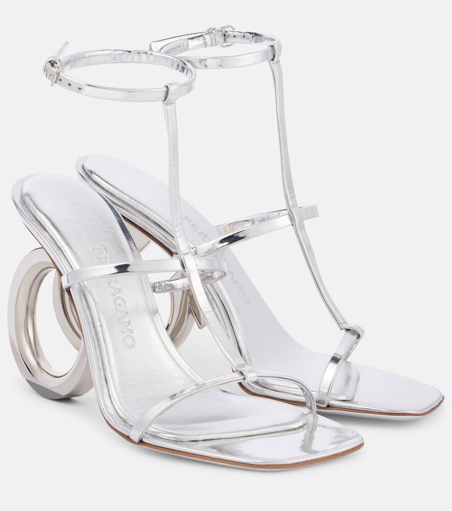 Элина 105 сандалии из металлизированной кожи Ferragamo, Argento 8