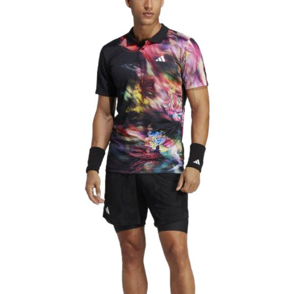 Футболка adidas Melbourne Tennis HEAT.RDY FreeLift Polo Shirt 'Black Multicolor', мультиколор — фото 2