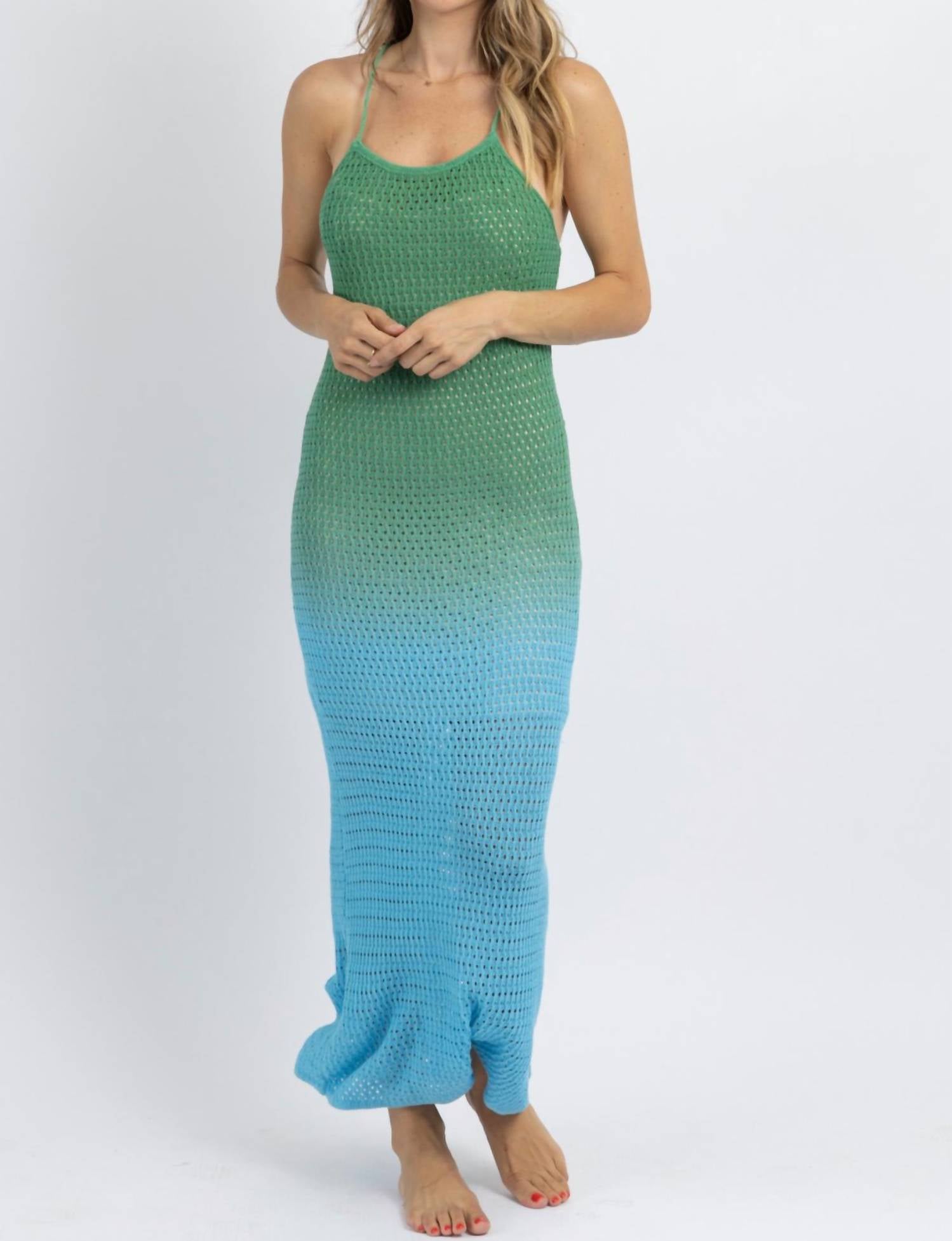 

Платье-накидка Fiji Ombre Crochet Cover-Up в зеленом цвете Fore