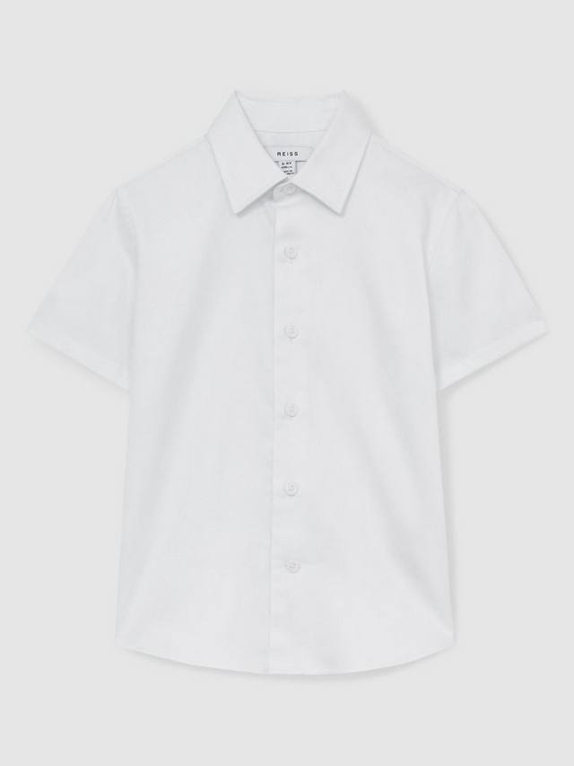 

Детская рубашка Woods с короткими рукавами Slim Fit Reiss, White