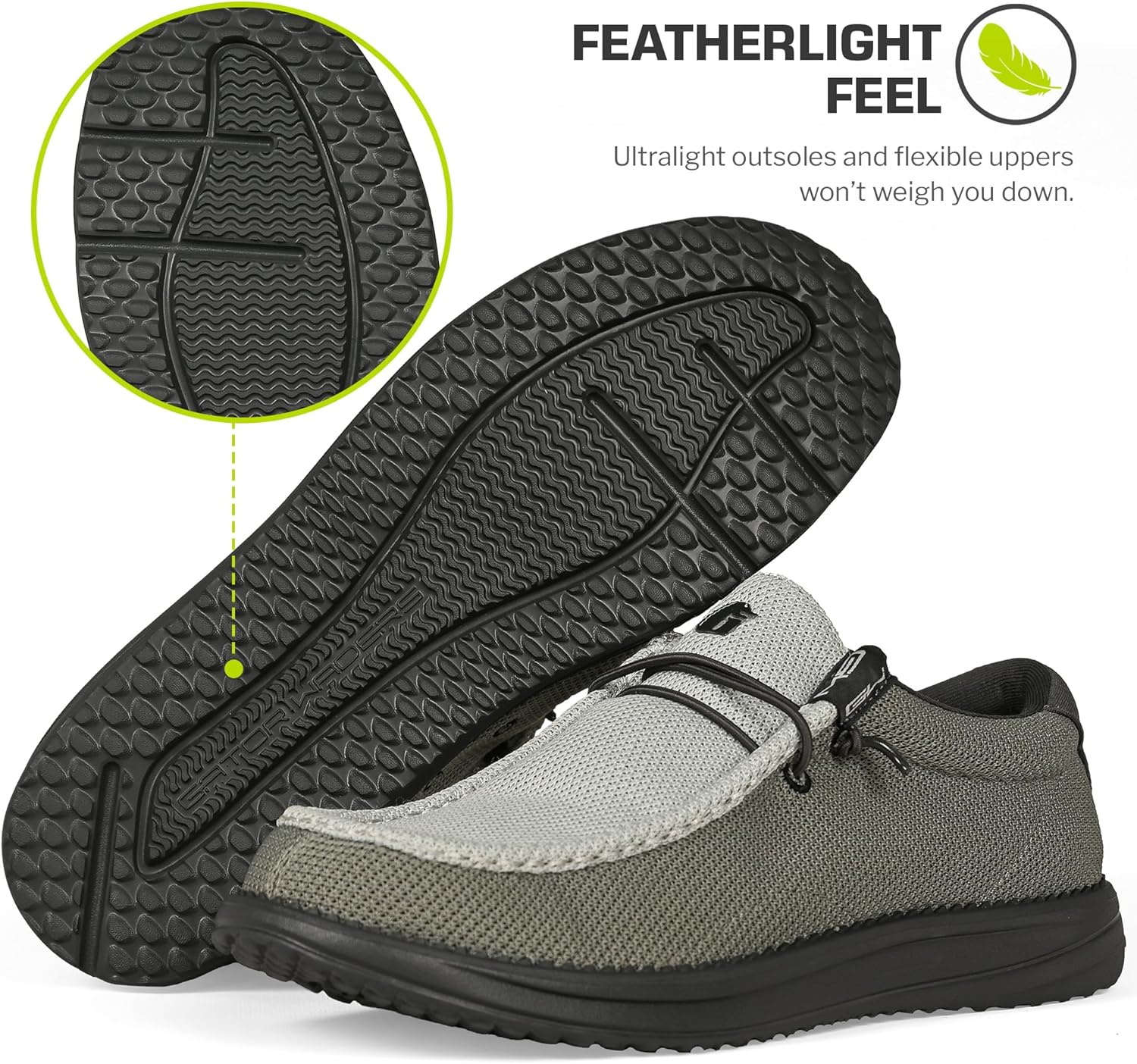 Мужские ботинки Gator Waders для кемпинга - дышащие лоферы без шнуровки - эластичные шнурки - сверхлегкая амортизация на весь день - удобная посадка, Ash — фото 4