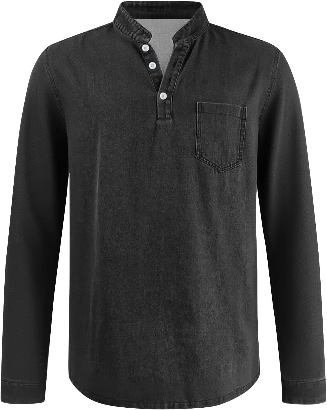 Футболка Mokaloha Henley с длинным рукавом и накладным карманом — фото 2