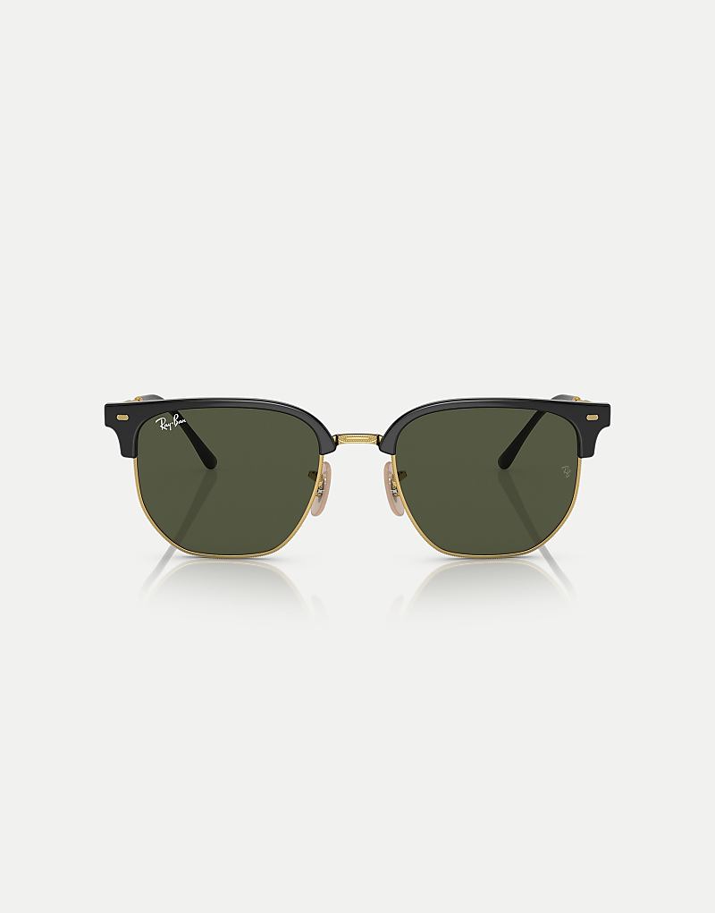 

Солнцезащитные очки Ray-Ban New Clubmaster черного и золотого цвета с золотыми линзами