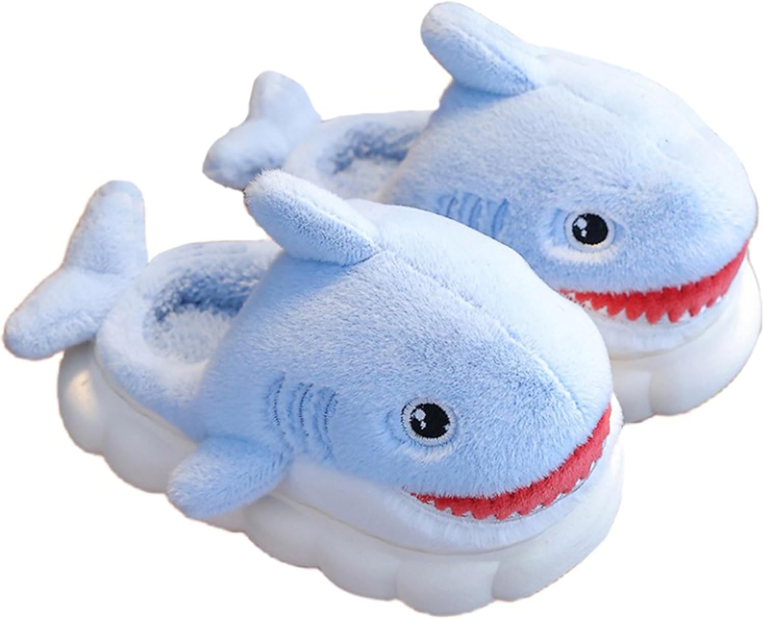 

Тапочки YILANLAN в виде акулы, тапочки-животные для женщин и мужчин, уютные плюшевые домашние тапочки, теплые зимние тапочки, хлопковые тапочки, светло-голубой