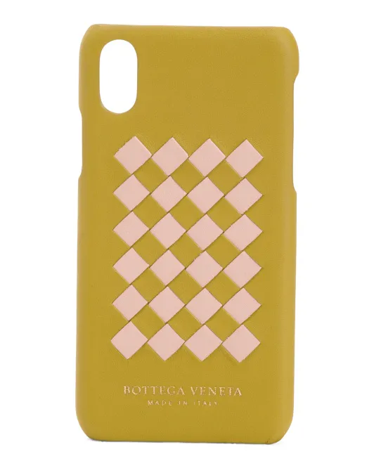

Кожаный чехол для мобильного телефона Iphone X Bottega Veneta, цвет Chamomile