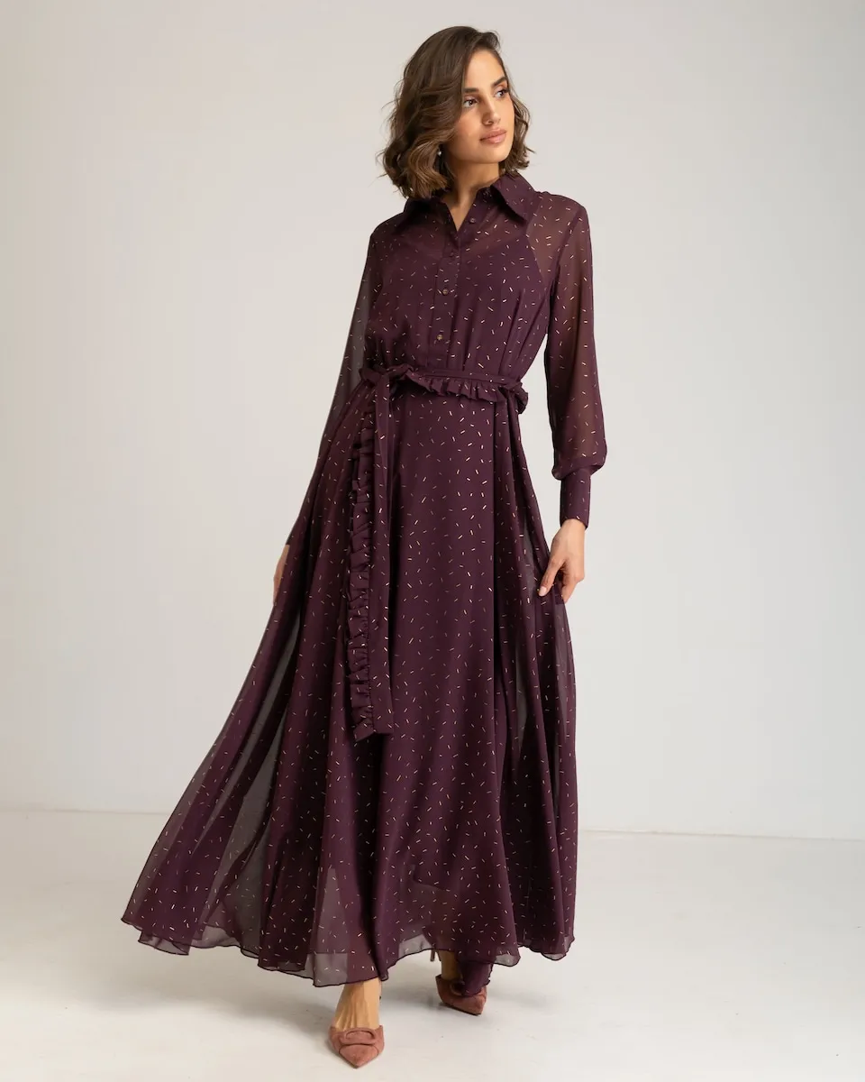 

Длинное полупрозрачное платье с деталями Niza, золотой