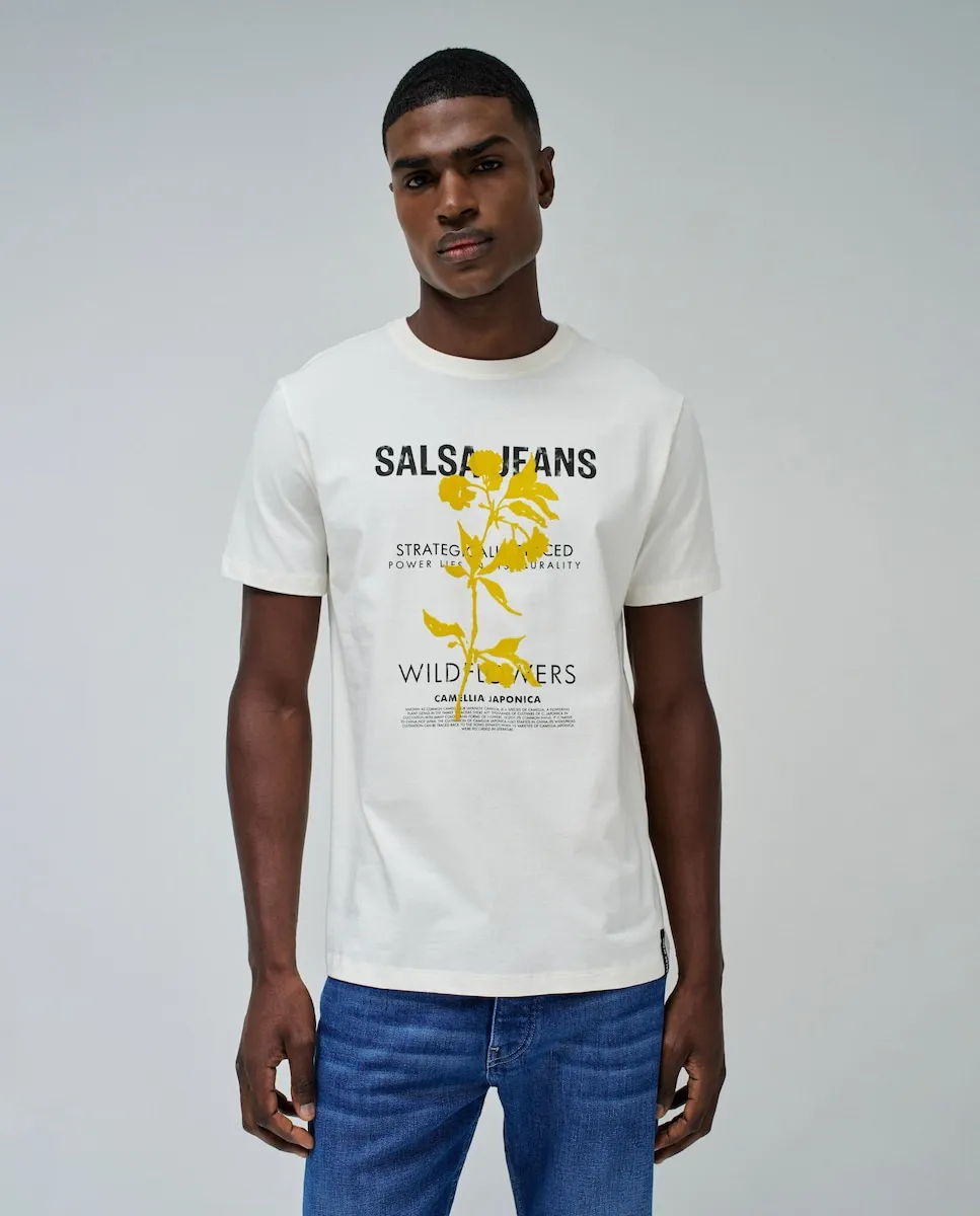 

Футболка мужская с принтом Salsa Jeans, кремовый
