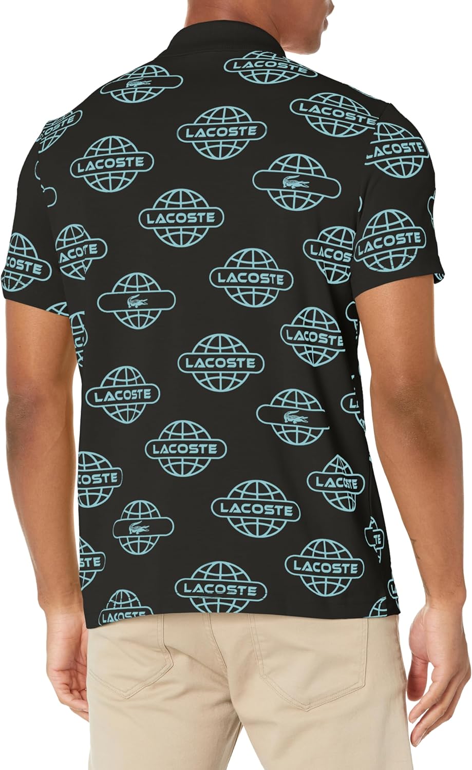Lacoste мужская сезонная короткая рукавка Regular Fit All Over Print поло, Black/Anse — фото 2