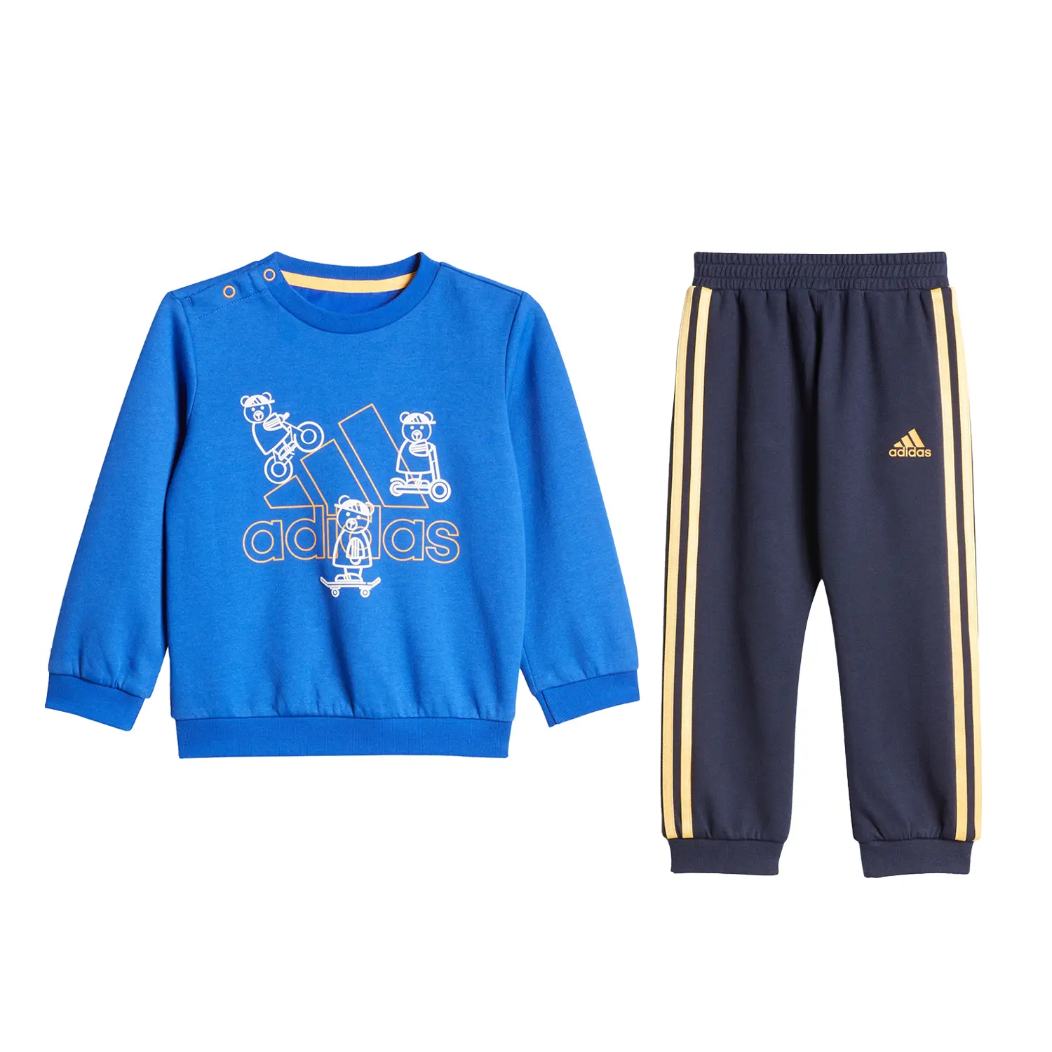 

Детская повседневная спортивная футболка Adidas, Кобальтовый синий/Солнечное золото/Легендарная тушь/Солнечное золото