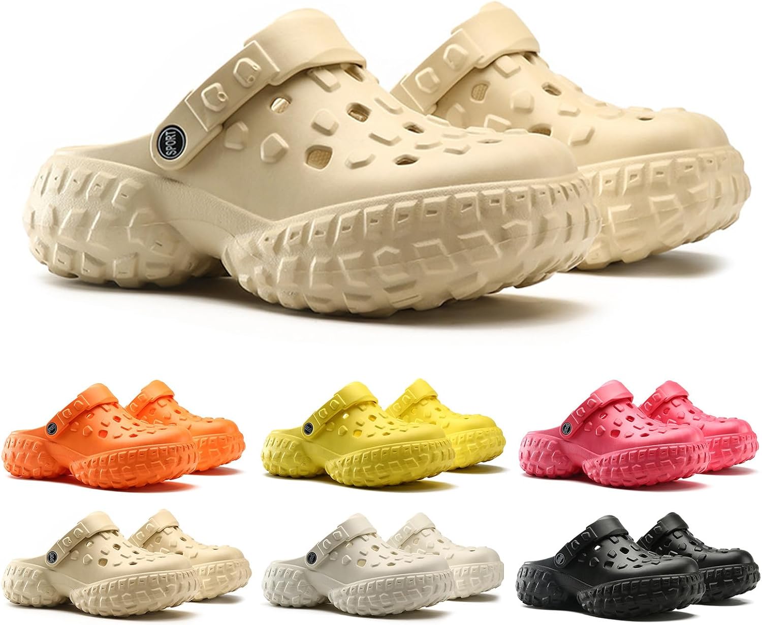 

Женские удобные сандалии на платформе, мужские повседневные тапочки из поролона, унисекс-сабо, пешеходные сандалии, водонепроницаемые пляжные облачные горки Xhuoqdk, Apricot