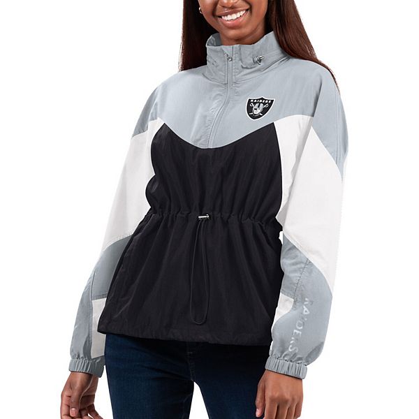 

Женская легкая куртка quarter-zip 4her by carl banks black/silver las vegas raiders tie breaker G-Iii