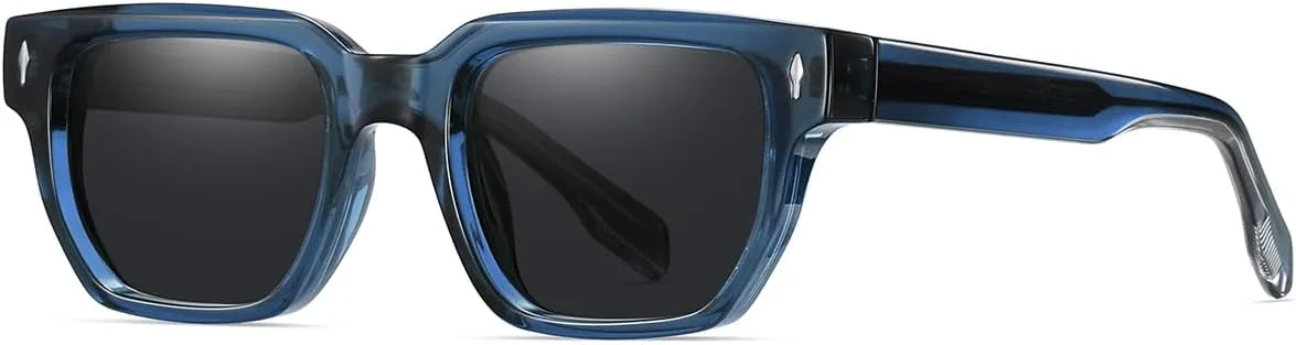 

Поляризованные винтажные солнцезащитные очки с заклепками для женщин и мужчин, солнцезащитные очки класса люкс с защитой от УФ-излучения UV400 TOIPASTN, Blue Black