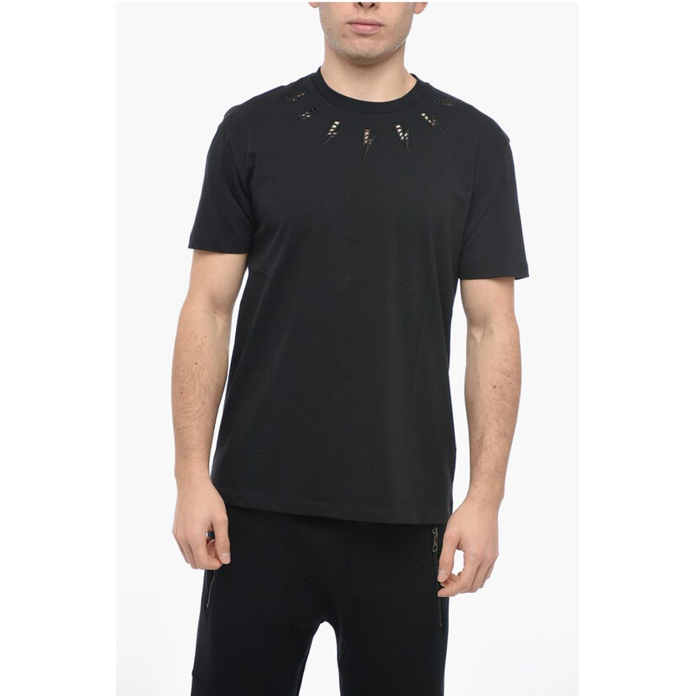 

Футболка BRODERIE ANGLAISE Slim Fit с круглым вырезом Neil Barrett, Black