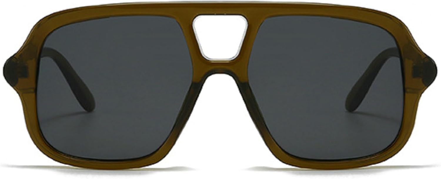 

Ретро-солнцезащитные очки-пилот квадратной формы для женщин и мужчин, модные винтажные очки-пилот большого размера с защитой от УФ-излучения UV400 (2025 год) mincl, Green Black