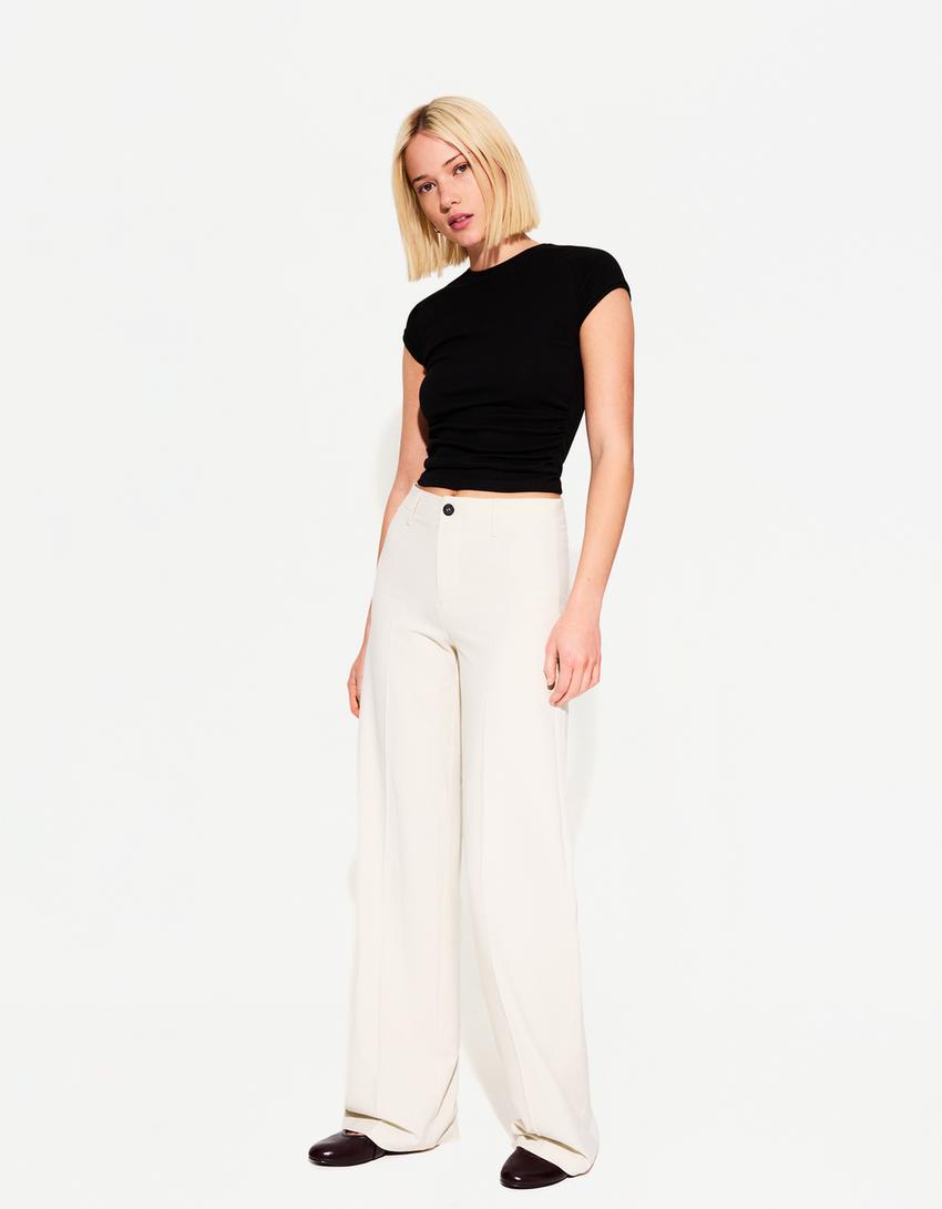 

Широкие брюки Bershka, бежевый