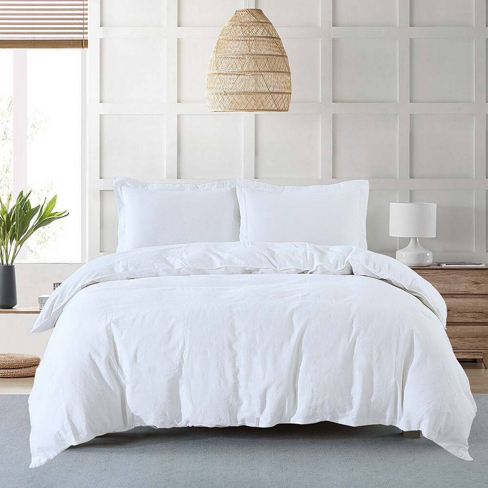 

Комплект предварительно выстиранных льняных пододеяльников Egyptian Linens, белый