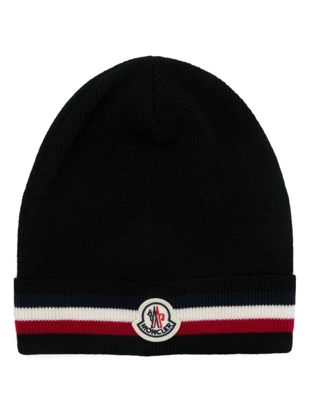 

Шерстяная шапка бини в полоску MONCLER, черный
