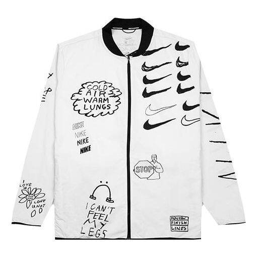

Спортивная футболка run nathan bell running jacket graffiti printing logo sports jacket baseball uniform white Nike, белый