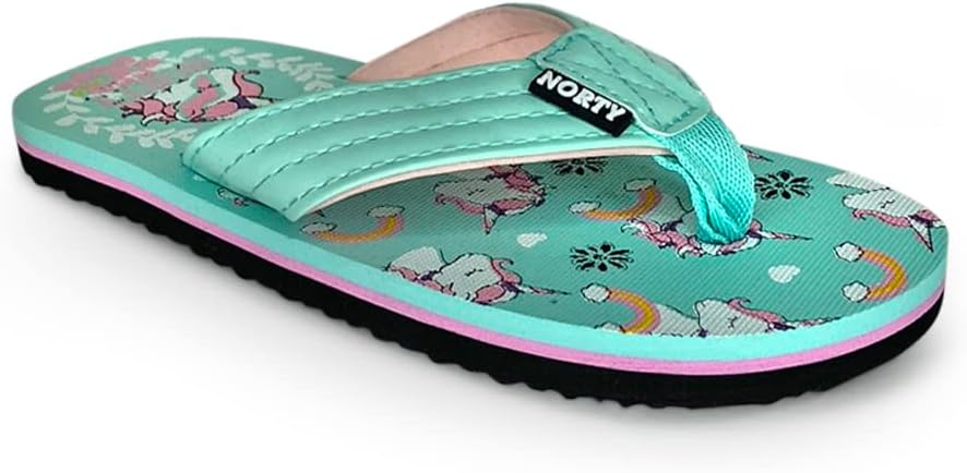 

Вьетнамки для мальчиков NORTY для пляжа, бассейна и повседневного использования - размер маломерит, Aqua Unicorns