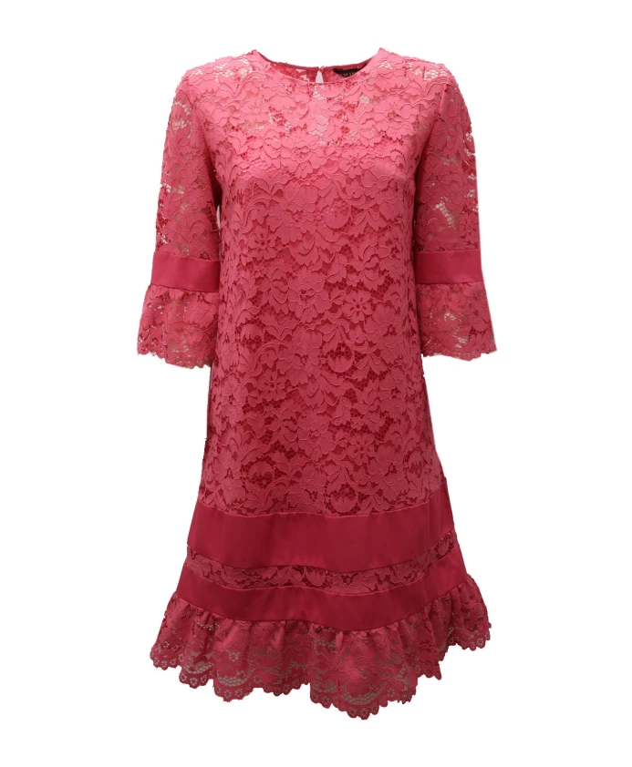 

Кружевное платье с хлопковой подкладкой Twinset, розовый