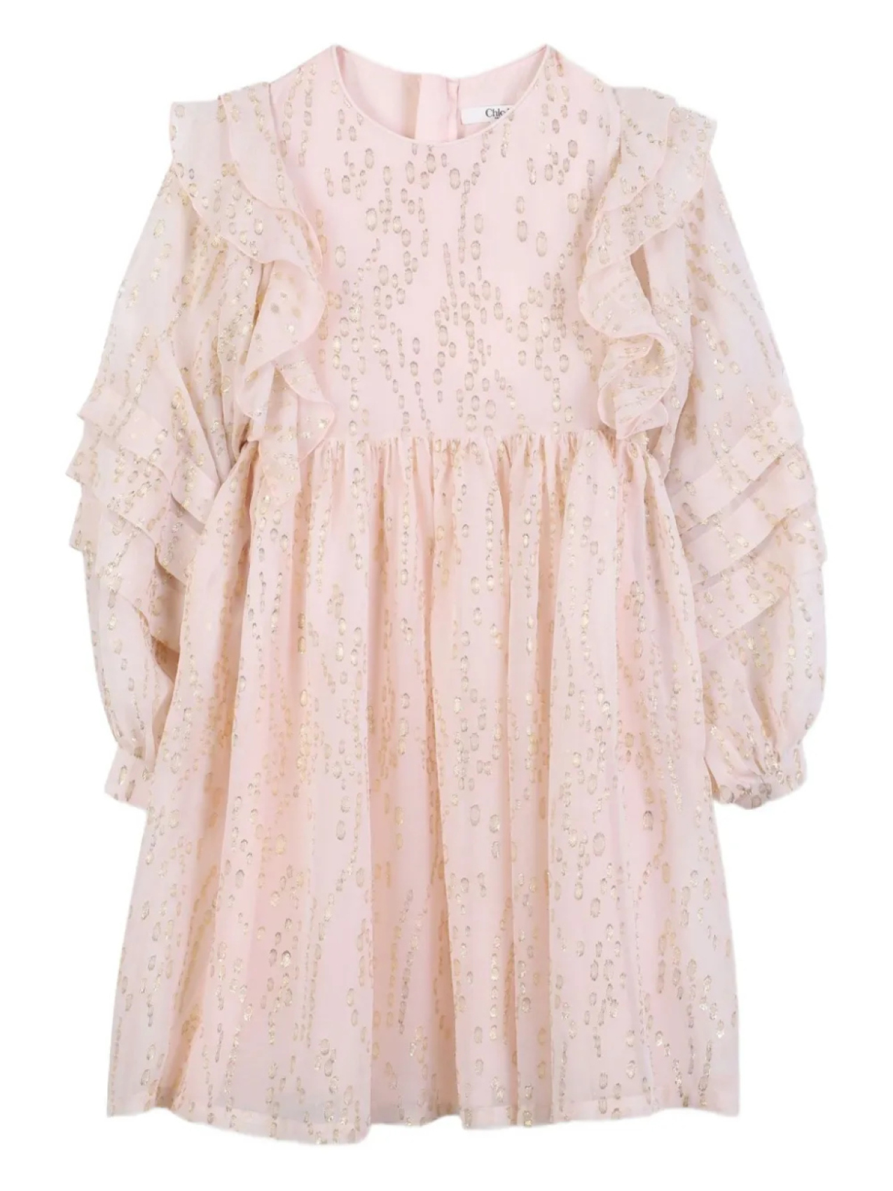 

Chloé Kids платье с пайетками и оборками, розовый