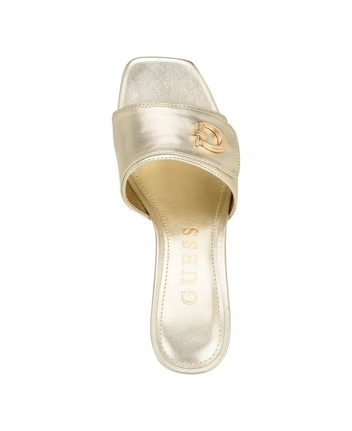 Женские босоножки Gallai Slip-On с открытым носком и блочным каблуком GUESS, золотой — фото 4