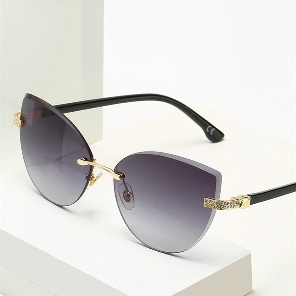 

Винтажные солнцезащитные очки «кошачий глаз» с бриллиантами, имитацией стразов, градиентными линзами и защитой от ультрафиолета UV400 для женщин MTZJH, C3