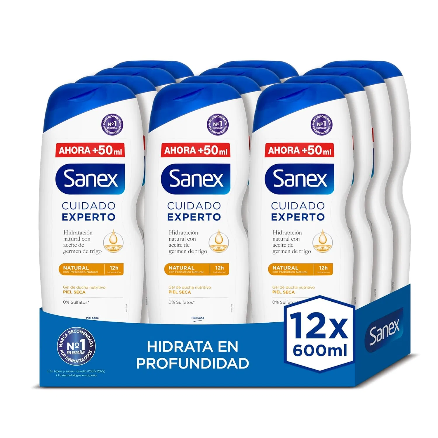 Гель для душа Sanex Experte Natural для сухой кожи, 12 x 600 мл Sanex