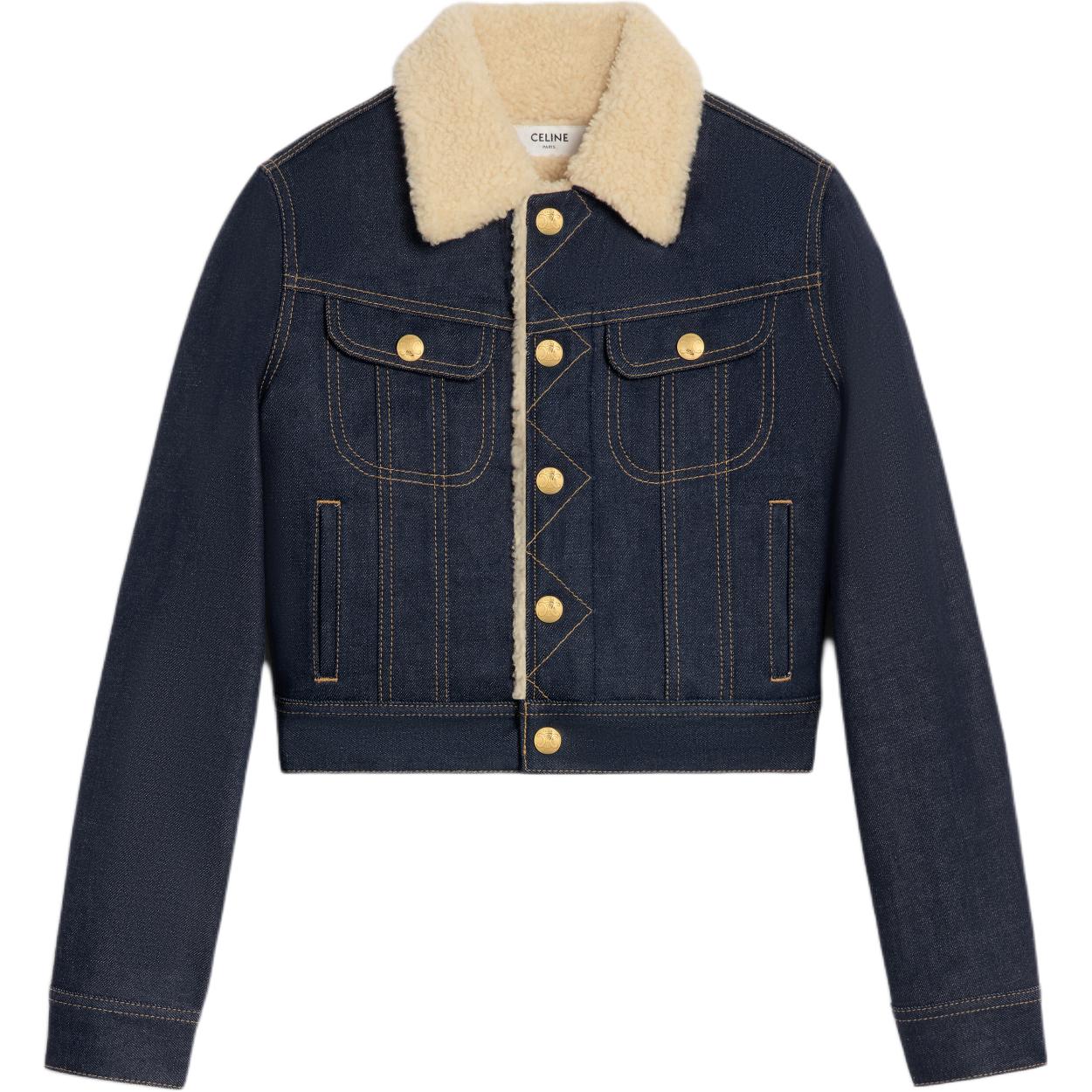 

Куртка-рубашка дальнобойщика из шерпы CELINE, потертый темно-синий, Серый, Куртка-рубашка дальнобойщика из шерпы CELINE, потертый темно-синий