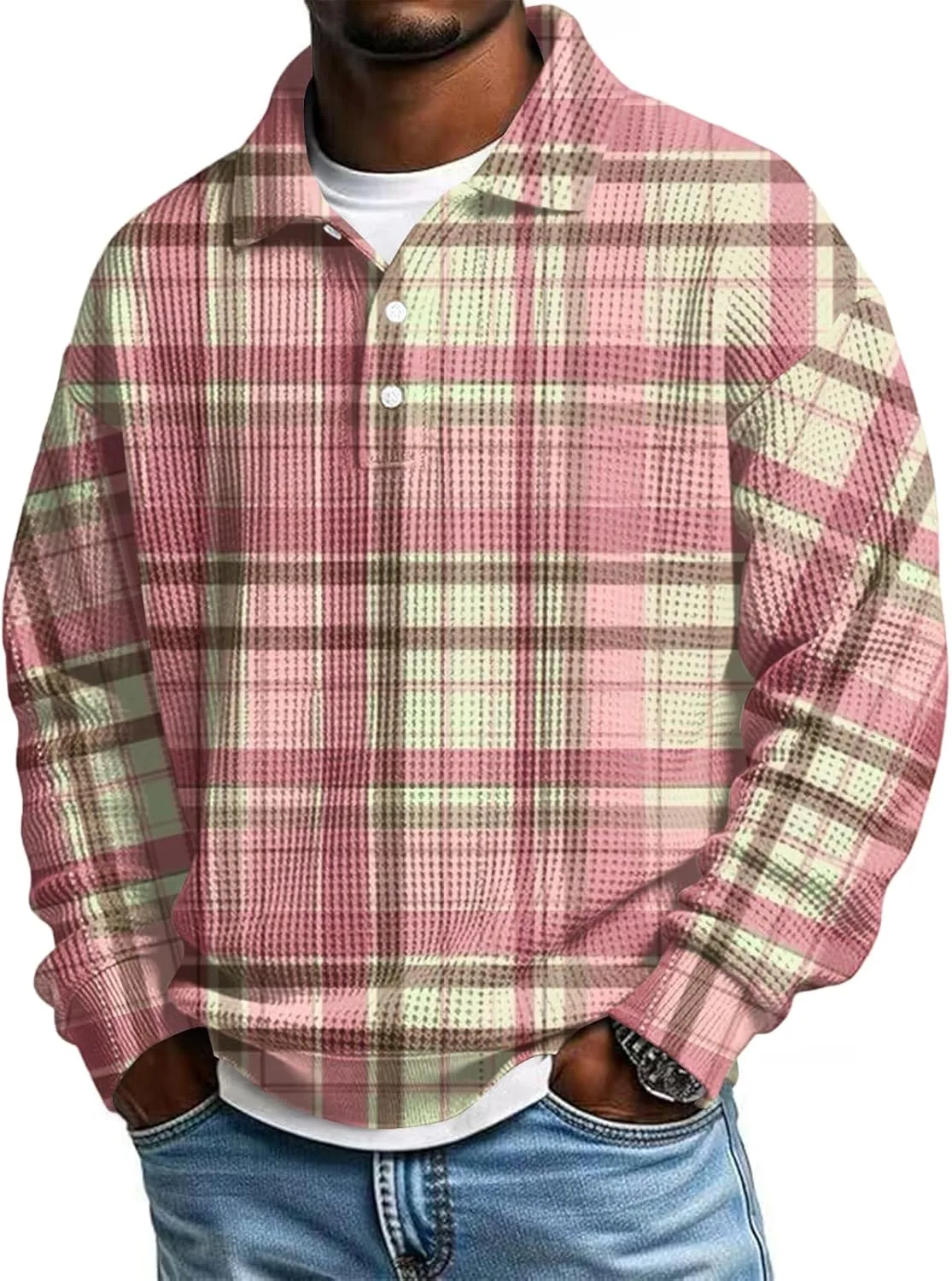 

Мужская поло с длинным рукавом, воротник-хенли, размеры S-5XL