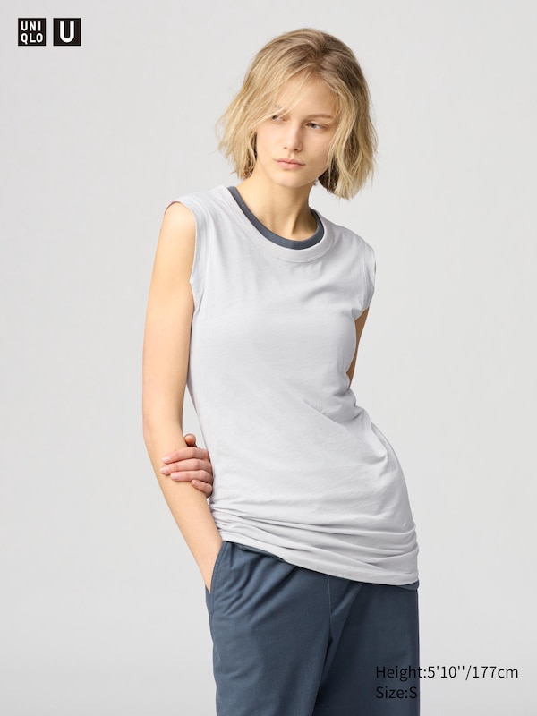 

Длинная футболка из 100% хлопка supima (без рукавов) Uniqlo, серый