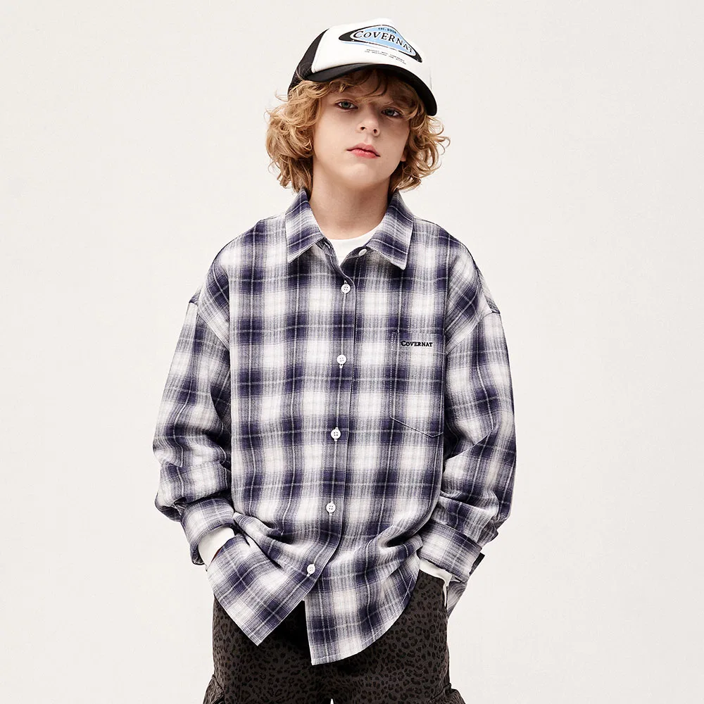 Детская клетчатая рубашка Covernat Kids, синяя