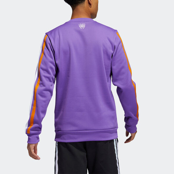 Толстовка adidas Don Dunk Crew Contrasting Colors Stripe Embroidered Fleece Lined Basketball Sports Purple, фиолетовый — фото 3