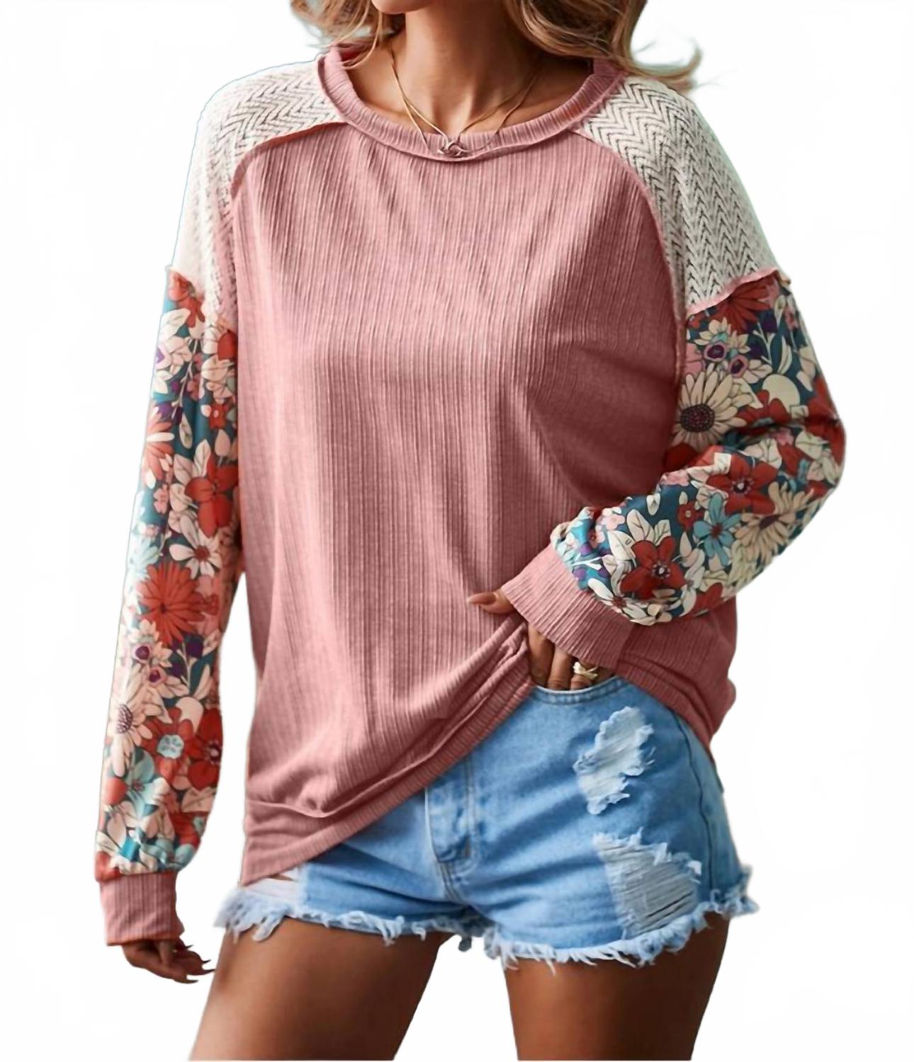 

Цветочная блузка с пэчворком и буфами в розовом цвете Little Daisy Closet