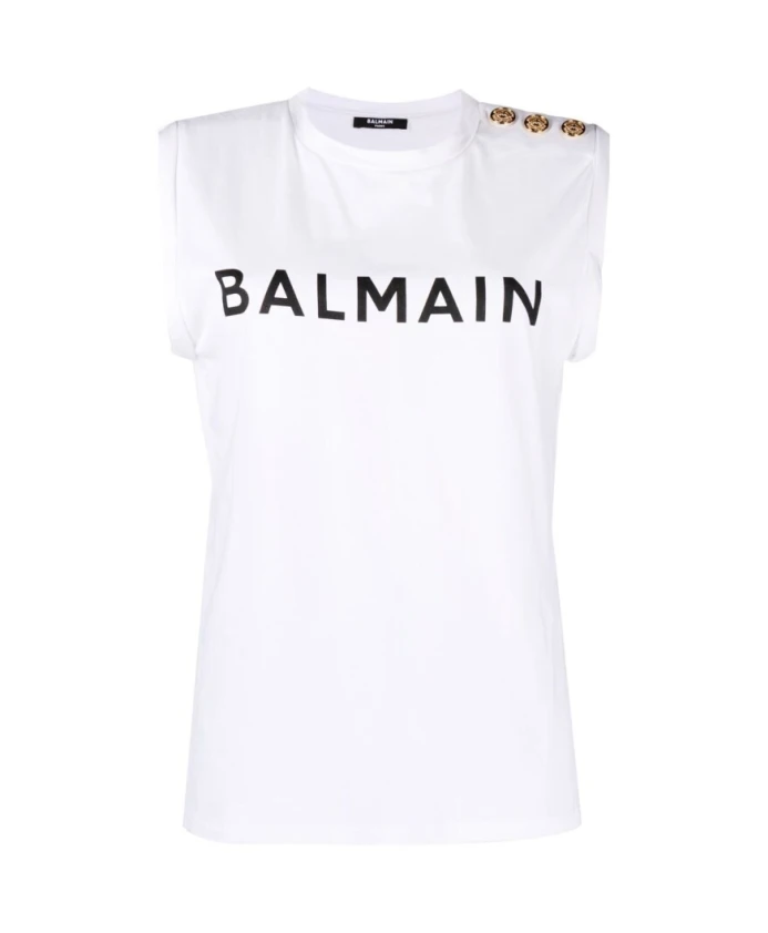 

Топ без рукавов с логотипом Balmain, белый