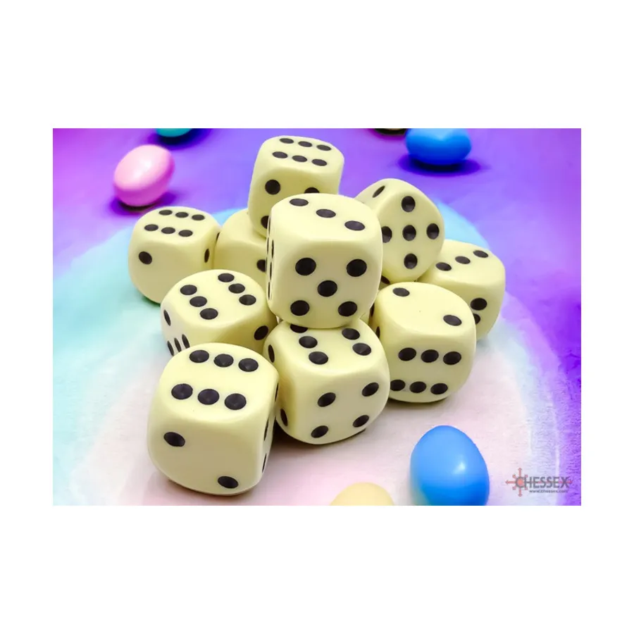 

d6 16 мм Желтый с черным (12), Dice - Opaque Pastel (Chessex)