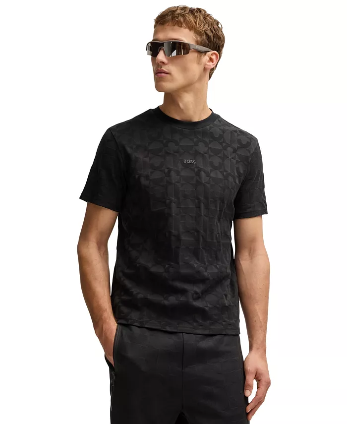 

Мужская футболка Circle Jacquard свободного кроя Hugo Boss, черный
