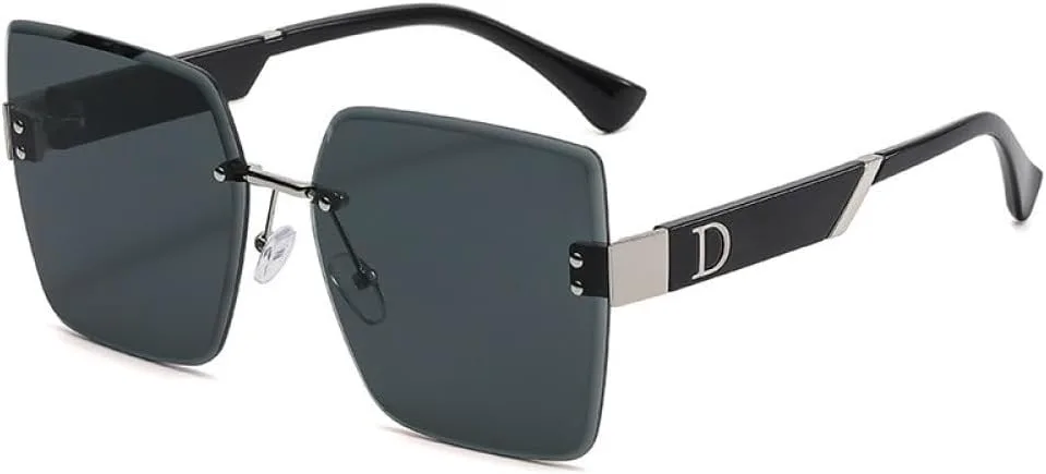 

Женские солнцезащитные очки 2027 года с металлическими градиентными линзами, без оправы, коричнево-черные, квадратной формы, аксессуары для женщин MTZJH, C1