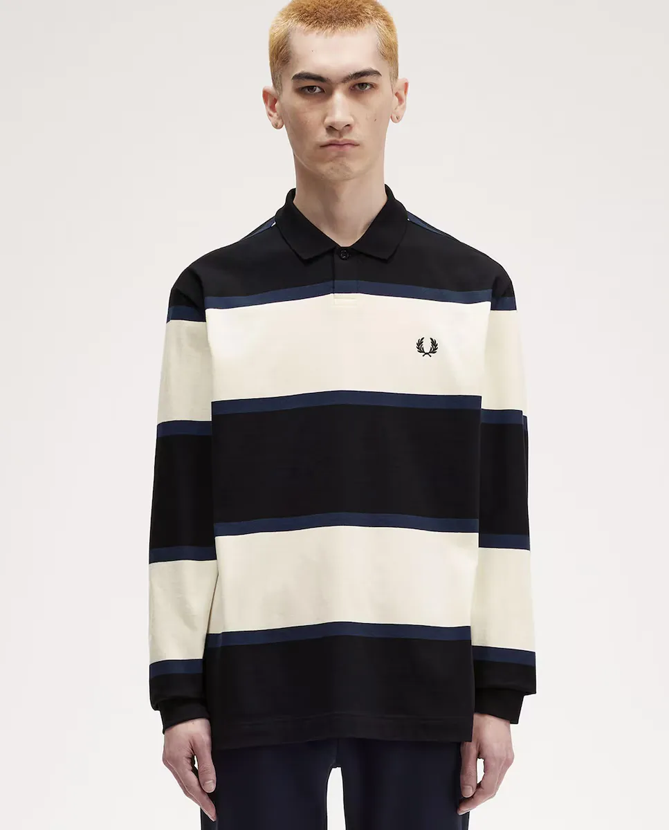 

Мужская полосатая рубашка-поло с длинными рукавами Fred Perry, цвет Crudo