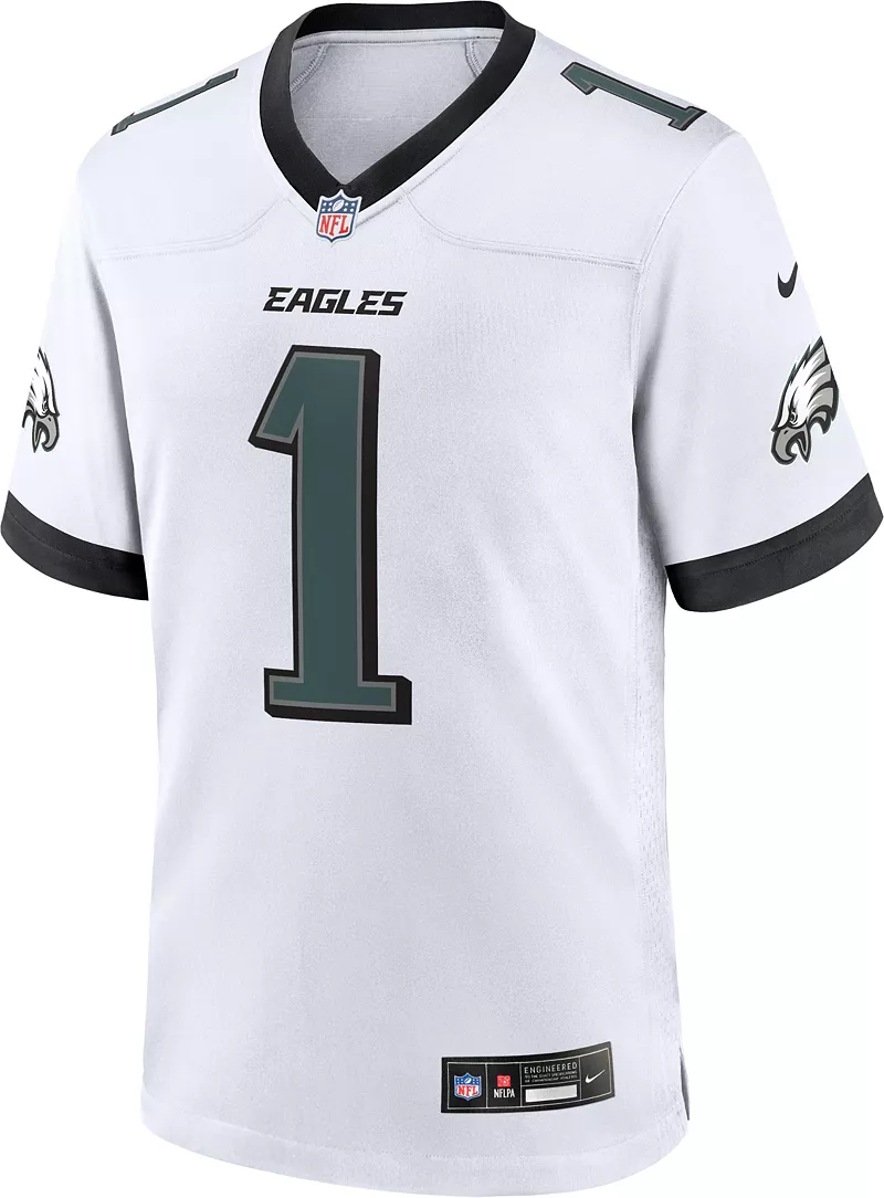 Мужская белая игровая майка Nike Philadelphia Eagles Jalen Hurts #1 — фото 3