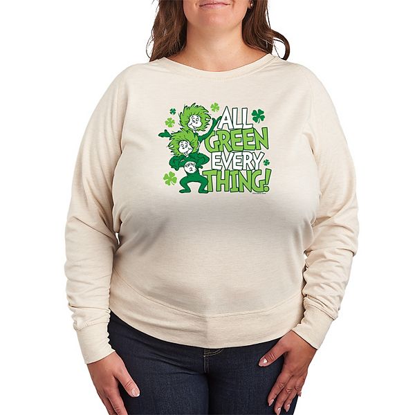 

Футболка с длинным рукавом thing 1 & thing 2 st patrick's french terry plus size Dr. Seuss, Beige