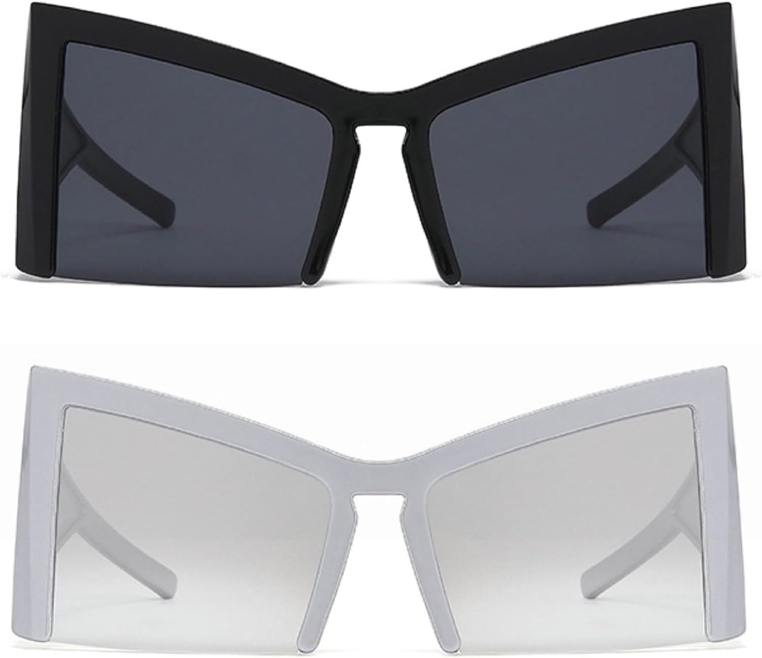 

Крупные солнцезащитные очки в полуободковой оправе для женщин, очки «кошачий глаз», модные современные очки класса люкс в стиле 2000-х, уличная мода mincl, 2pcs-black&silver