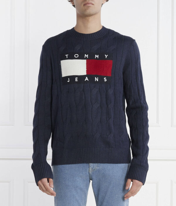 

Свитер мужской Tommy Jeans вязаный с логотипом, синий