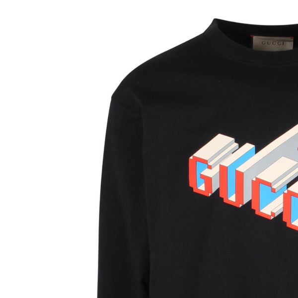Футболка cotton jersey long sleeve t-shirt 'black' Gucci, черный — фото 2